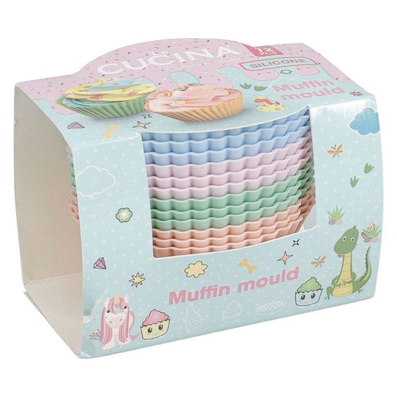 Afbeelding laden in galerijviewer, Set siliconen cupcakevormen 7x3,5cm - 12st.