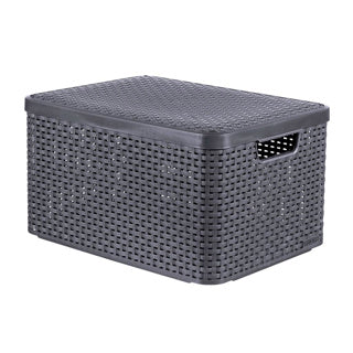 Load image into Gallery viewer, Curver style opbergmand met deksel 30l antraciet