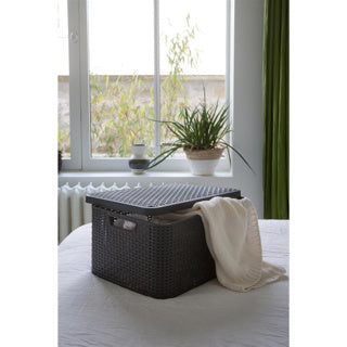 Load image into Gallery viewer, Curver style opbergmand met deksel 30l antraciet
