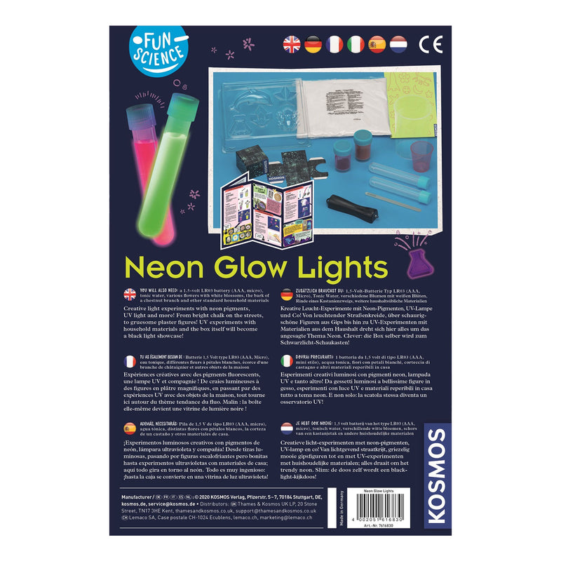 Afbeelding laden in galerijviewer, Kosmos neon glow lights – experimenteerset – ontwerp lichtgevende decoraties met uv-licht – inclusief speciale markers en blacklightlamp – lichtgevende kunst maken