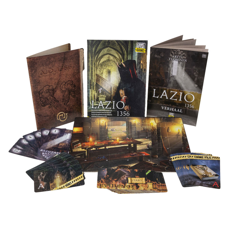 Load image into Gallery viewer, Tactic crime scene lazio 1356 – bordspel – misdaadspel – historisch mysterie in een klooster – diepgaand onderzoek en deductie – crime scene serie – game storm studio -1 of meer spelers – vanaf 18 jaar