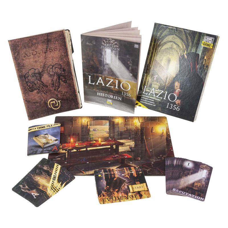 Load image into Gallery viewer, Tactic crime scene lazio 1356 – bordspel – misdaadspel – historisch mysterie in een klooster – diepgaand onderzoek en deductie – crime scene serie – game storm studio -1 of meer spelers – vanaf 18 jaar