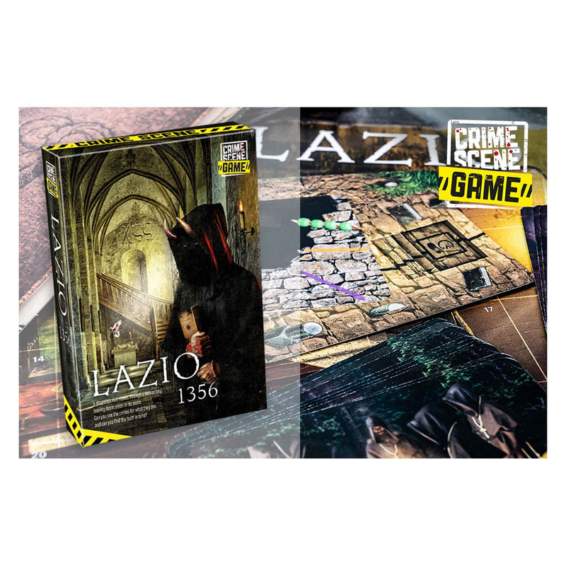 Load image into Gallery viewer, Tactic crime scene lazio 1356 – bordspel – misdaadspel – historisch mysterie in een klooster – diepgaand onderzoek en deductie – crime scene serie – game storm studio -1 of meer spelers – vanaf 18 jaar