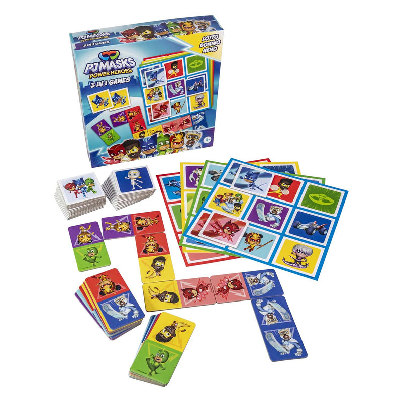 Load image into Gallery viewer, Tactic pj masks 3-in-1 spellenverzameling – kaartspel – lotto – domino – memo – kinderspel vanaf 4 jaar
