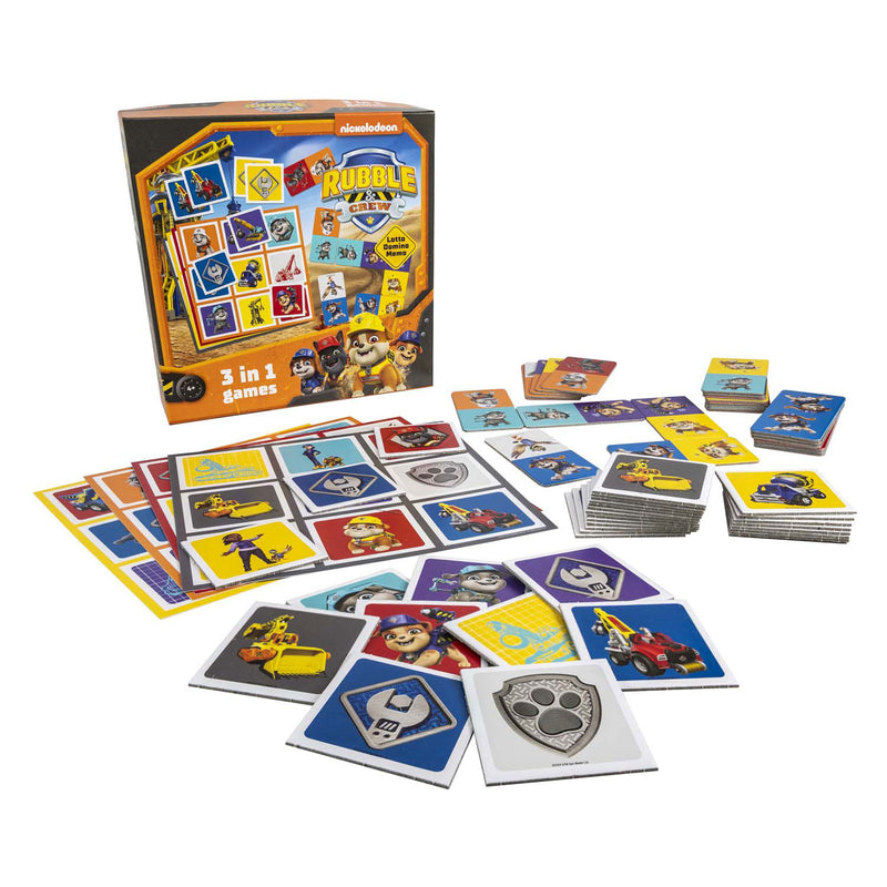 Load image into Gallery viewer, Tactic paw patrol rubble crew 3-in-1 spellenverzameling – kaartspel – lotto – domino – memo – kinderspel vanaf 4 jaar
