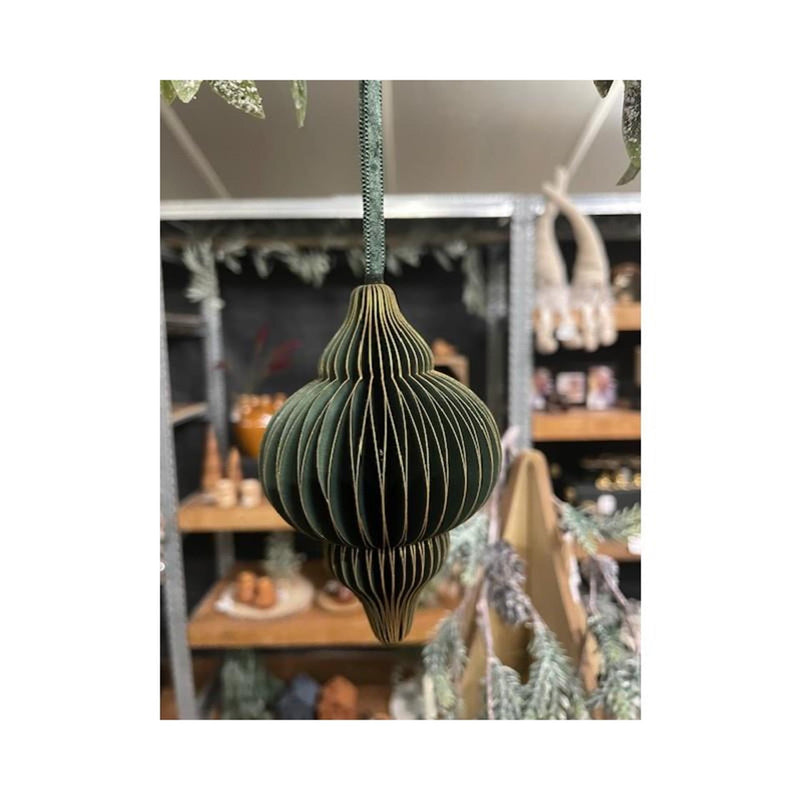 Afbeelding laden in galerijviewer, Hbx natural living deco hanger bal foldy karton 15cm groen