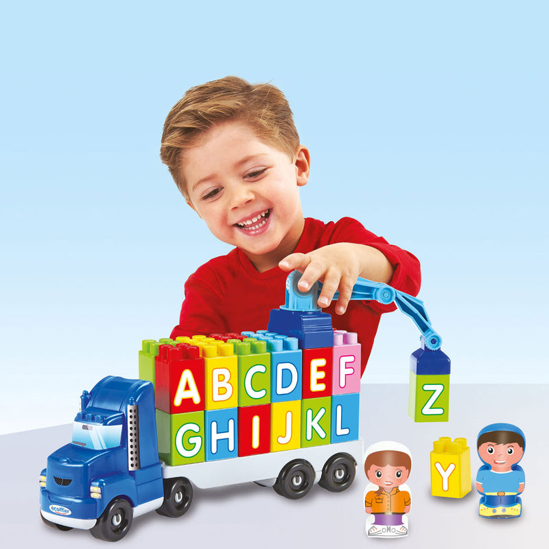 Load image into Gallery viewer, Abrick Vrachtwagen met Kraan en Letters