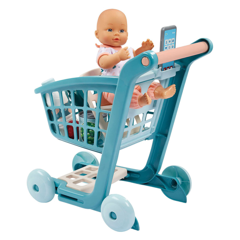 Load image into Gallery viewer, Ecoiffier vert azur gevulde winkelwagen met babypop - 8dlg.