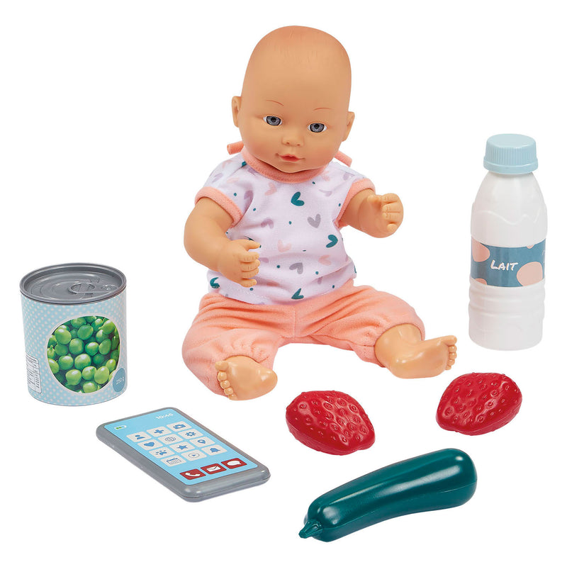 Load image into Gallery viewer, Ecoiffier vert azur gevulde winkelwagen met babypop - 8dlg.