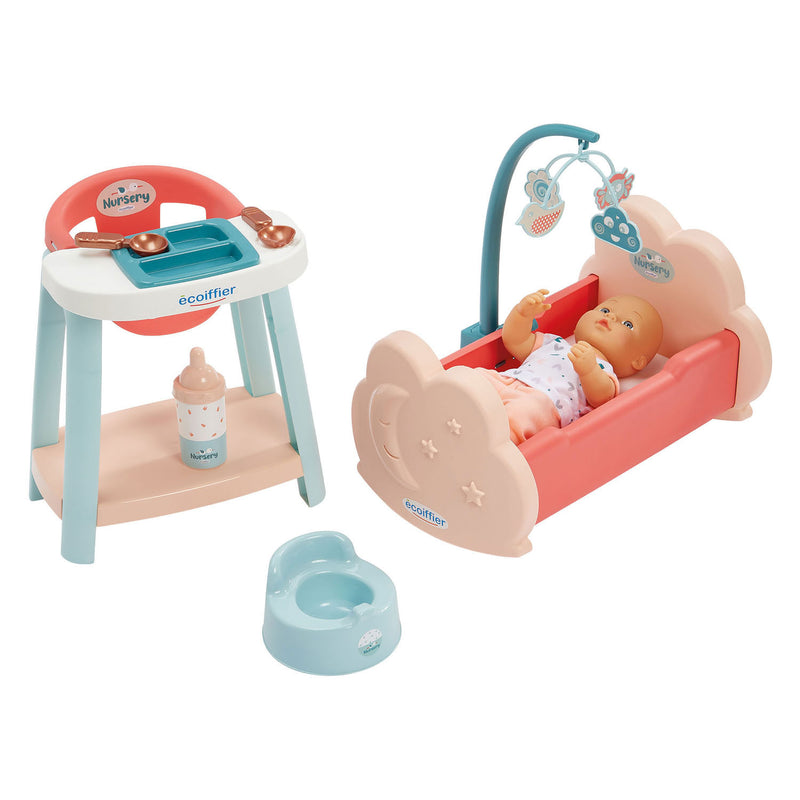 Load image into Gallery viewer, Ecoiffier nursery 3in1 babykamer met babypop- 8dlg.