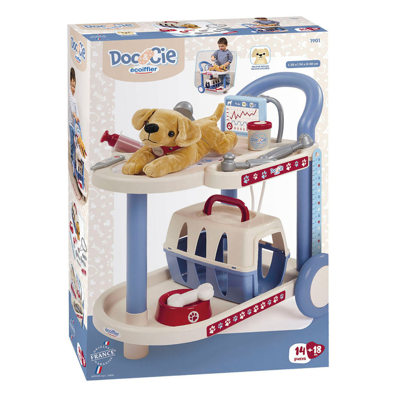 Load image into Gallery viewer, Ecoiffier doc cie dierenartsen trolley met hond - 14dlg.
