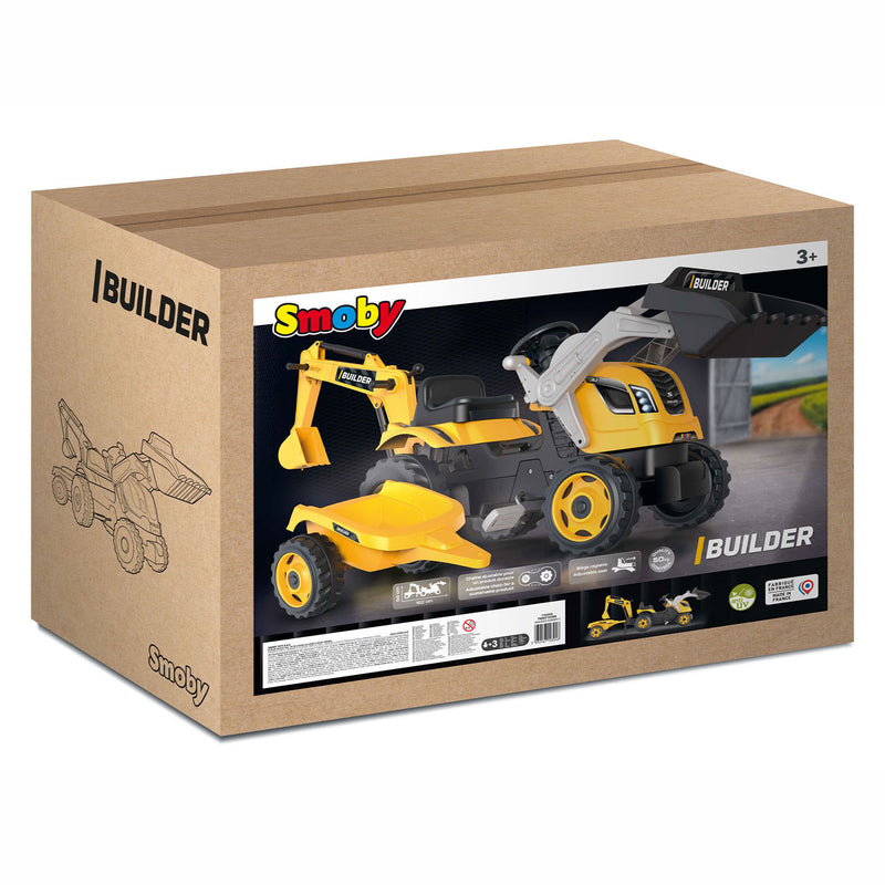 Load image into Gallery viewer, Smoby Builder Max Graafmachine Traptractor met Trailer Geel