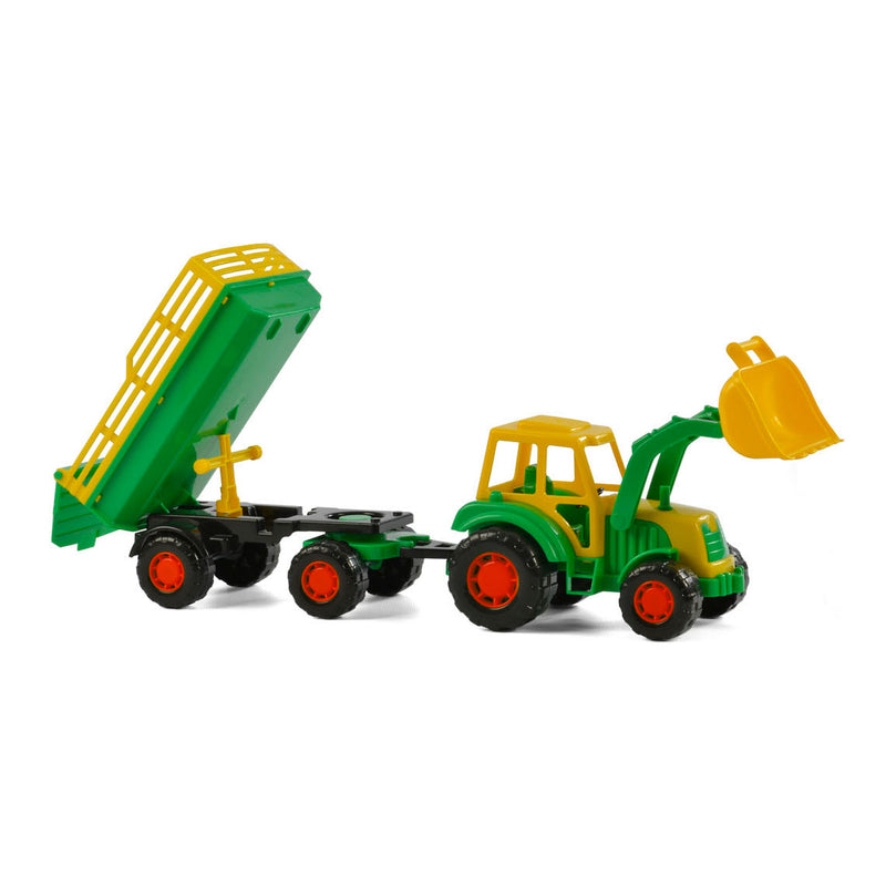 Load image into Gallery viewer, Cavallino tractor met voorlader en aanhanger groen