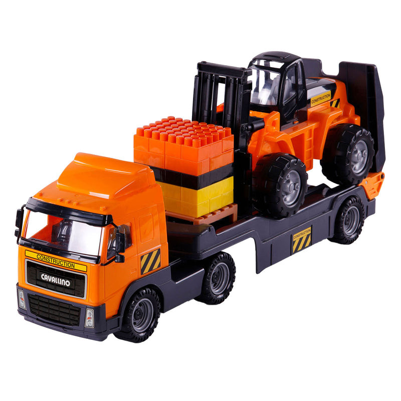 Load image into Gallery viewer, Cavallino vrachtwagen met trailer en vorkheftruck, schaal 1:16