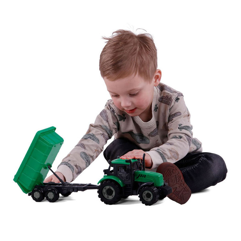 Load image into Gallery viewer, Cavallino tractor met kiepwagen aanhangwagen groen, schaal 1:32