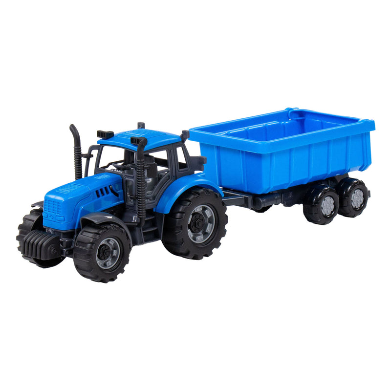 Load image into Gallery viewer, Cavallino tractor met kiepwagen aanhangwagen blauw, schaal 1:32