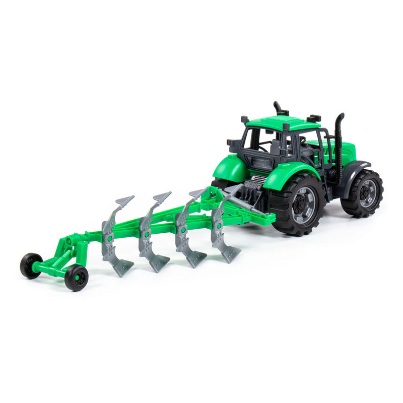Load image into Gallery viewer, Cavallino tractor met ploeg groen, schaal 1:32