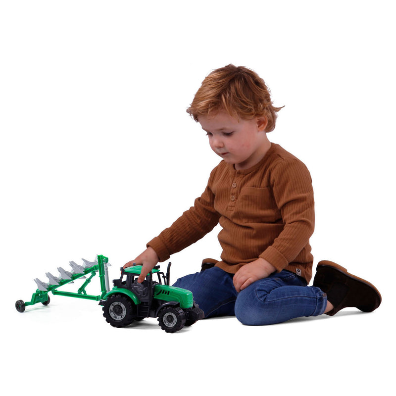 Load image into Gallery viewer, Cavallino tractor met ploeg groen, schaal 1:32