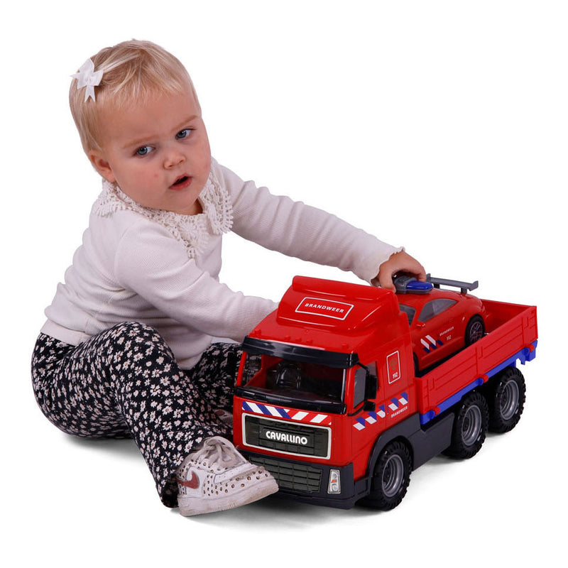 Load image into Gallery viewer, Cavallino brandweervrachtwagen en brandweerauto, schaal 1:16