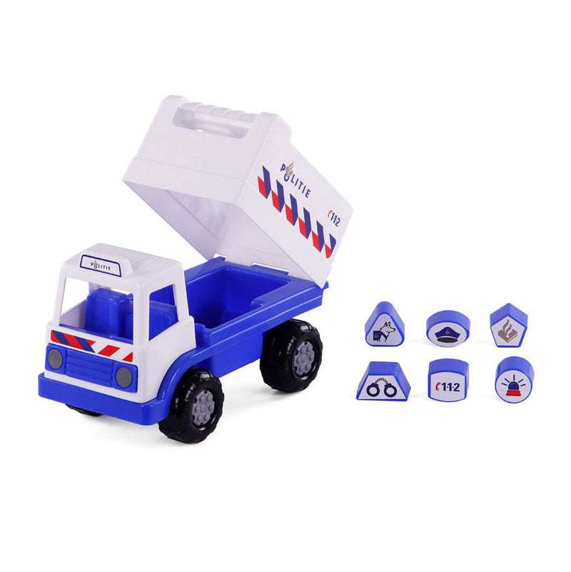 Load image into Gallery viewer, Cavallino politievrachtwagen vormenstoof met 6 blokken, 26cm