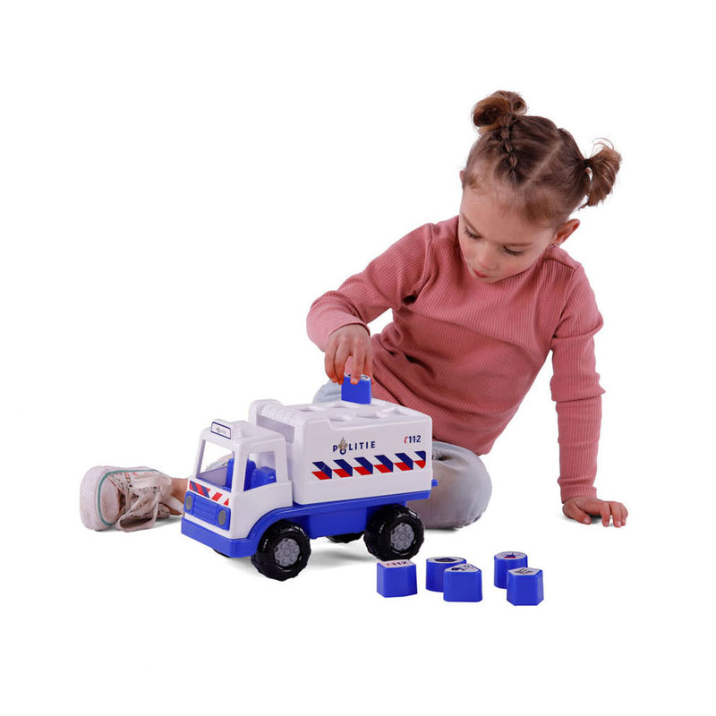 Load image into Gallery viewer, Cavallino politievrachtwagen vormenstoof met 6 blokken, 26cm