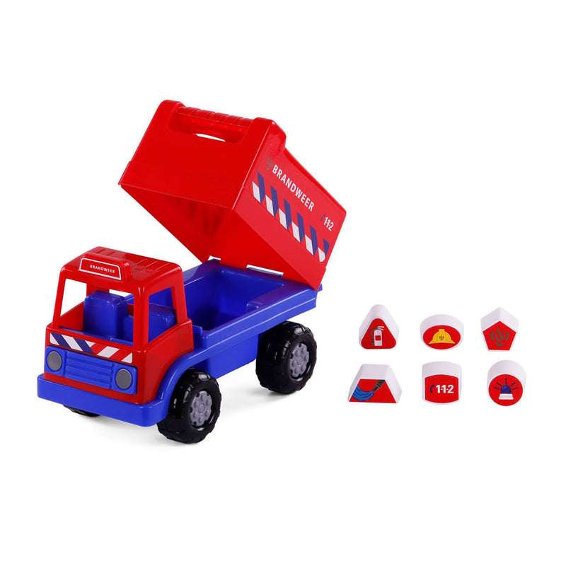 Load image into Gallery viewer, Cavallino brandweervrachtwagen vormenstoof met 6 blokken, 26cm