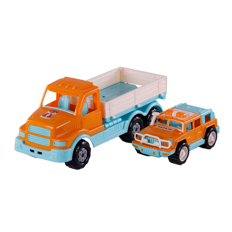 Afbeelding laden in galerijviewer, Cavallino xl torpedo vrachtwagen met survival jeep oranje, 44,5cm