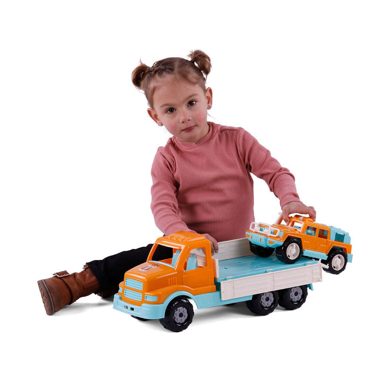 Load image into Gallery viewer, Cavallino xl torpedo vrachtwagen met survival jeep oranje, 44,5cm