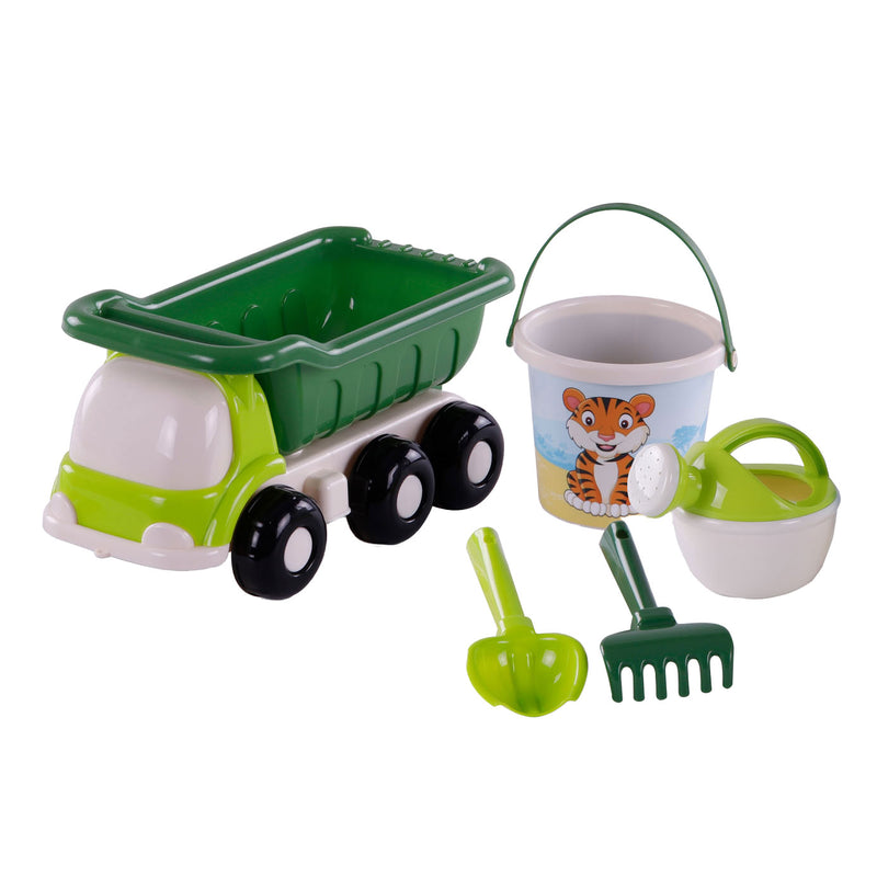 Load image into Gallery viewer, Cavallino strand kiepwagen met emmerset groen, 5dlg.