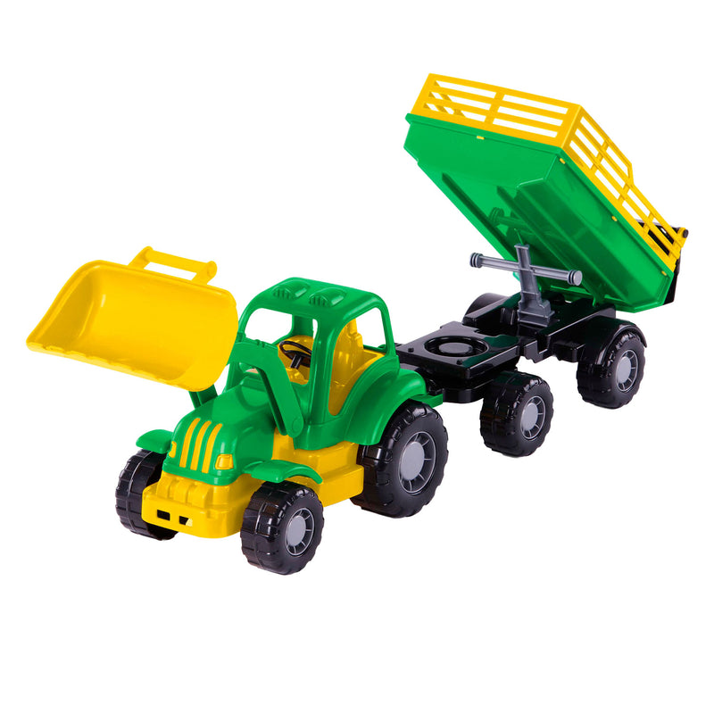 Afbeelding laden in galerijviewer, Cavallino klassieke tractor met kiep aanhangwagen, 66cm