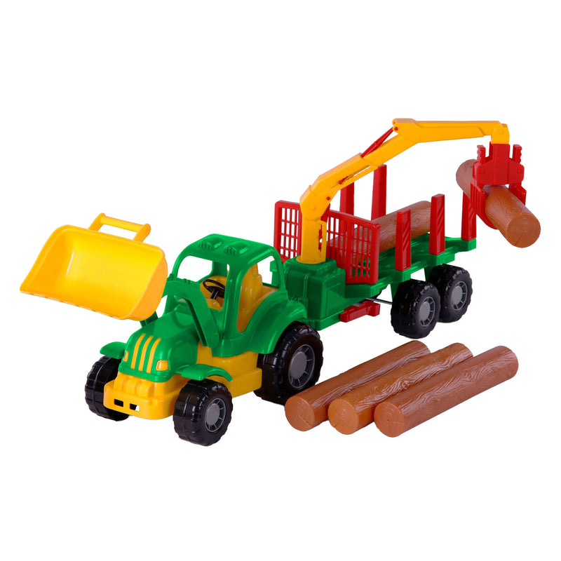 Afbeelding laden in galerijviewer, Cavallino klassieke tractor met aanhangwagen en hout, 61cm