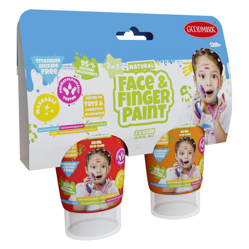 Load image into Gallery viewer, Natural face fingerpaint tube - rood en oranje, 2x65ml