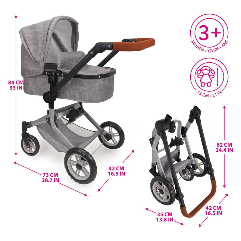 Afbeelding laden in galerijviewer, 509 crew 2-in-1 poppenwagen met tas - grijs