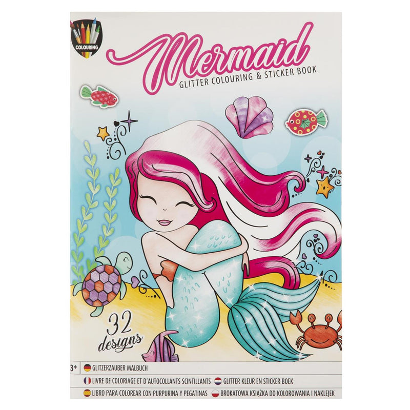 Load image into Gallery viewer, Grafix colouring glitter sticker boek a4