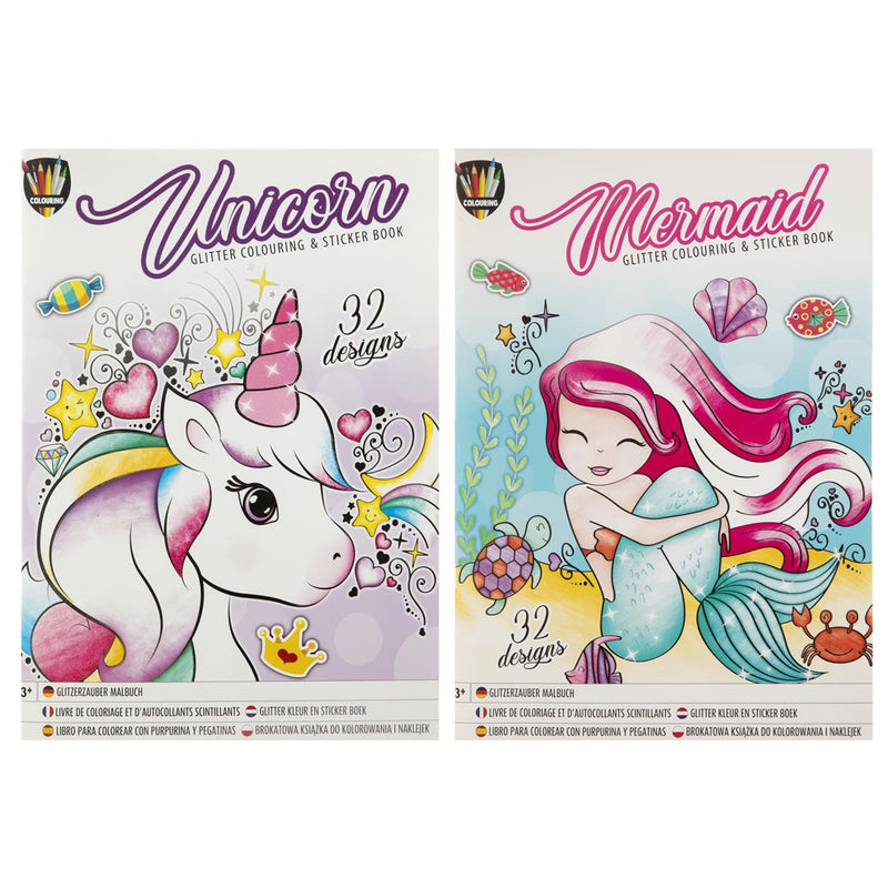 Load image into Gallery viewer, Grafix colouring glitter sticker boek a4