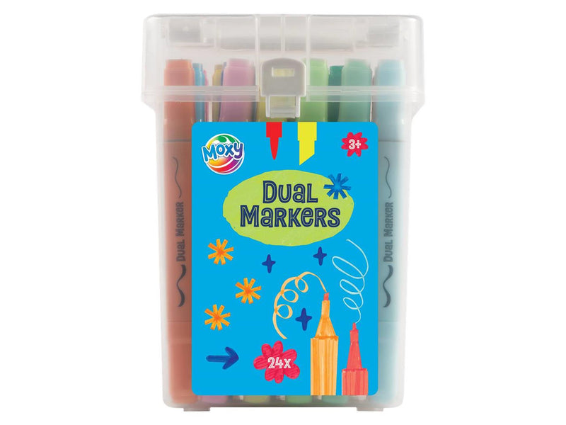 Load image into Gallery viewer, Moxy dual markers pastel 24 stuks in transparante box