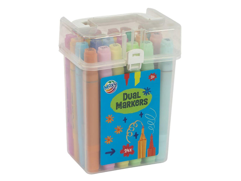 Load image into Gallery viewer, Moxy dual markers pastel 24 stuks in transparante box