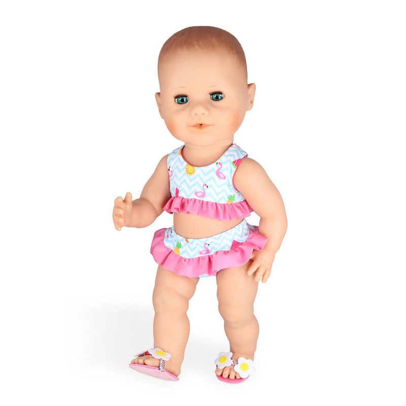 Load image into Gallery viewer, Heless poppen bikini met slippers flamingo, 35-45 cm