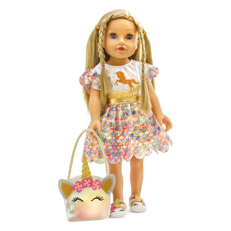 Load image into Gallery viewer, Heless pu-glitzerkleid einhorn goldy,gr.35-45cm