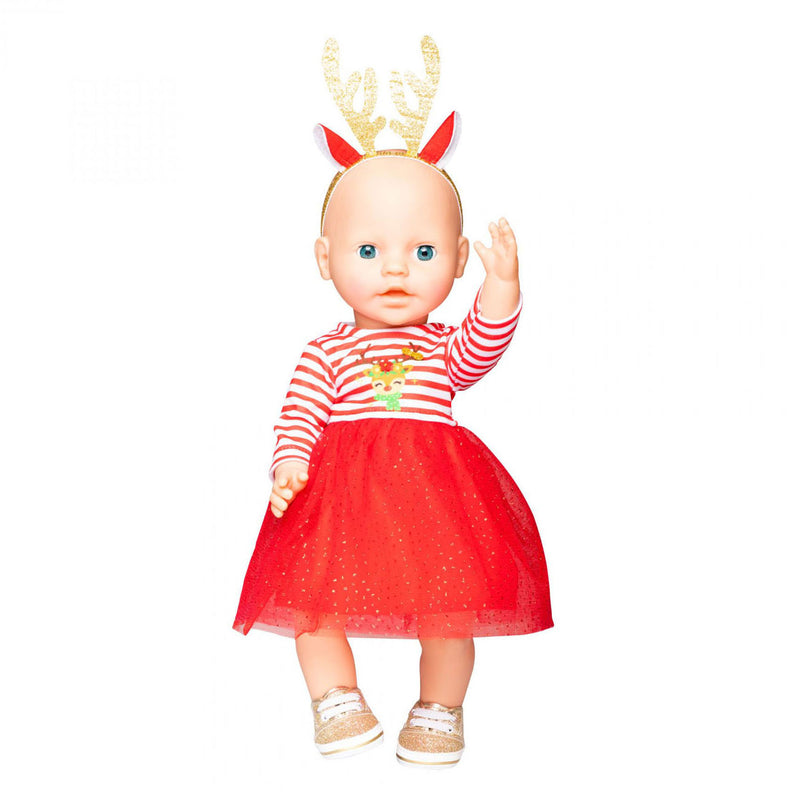 Load image into Gallery viewer, Heless kerstjurk met haarband rendier, maat 28-35 cm