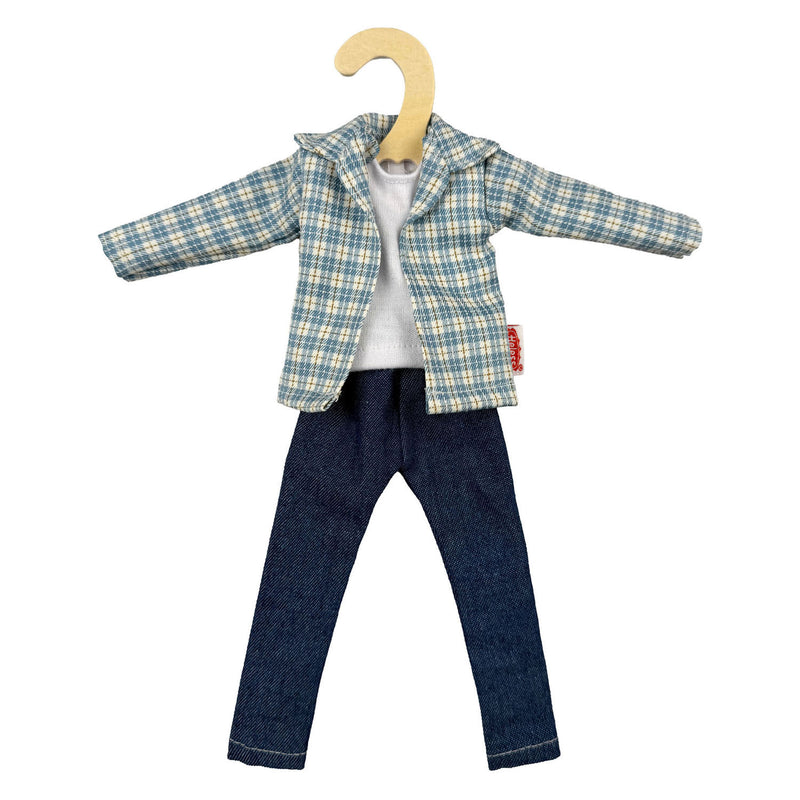 Load image into Gallery viewer, Heless geruit overhemd met jeans voor modepoppen - 29cm