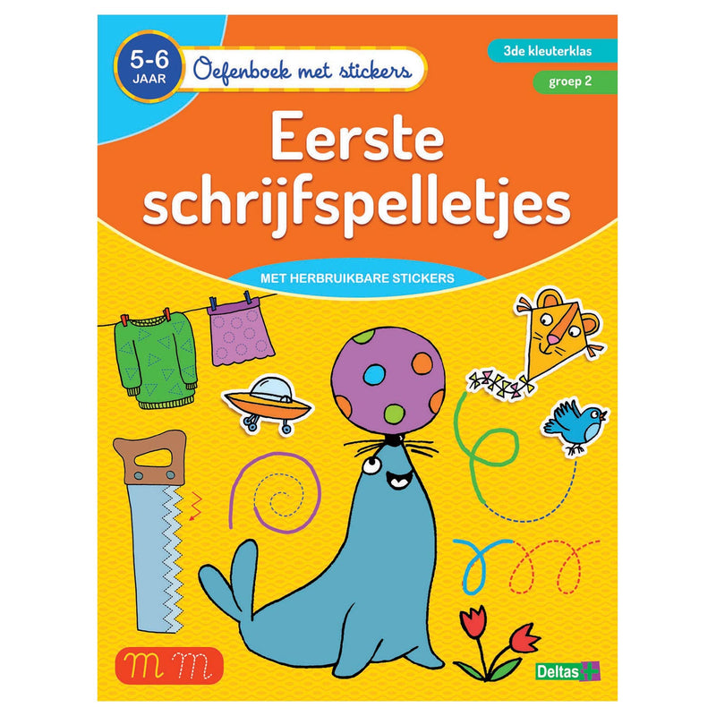 Load image into Gallery viewer, Deltas oefenboek met stickers - eerste schrijfspelletjes (5-6 jaar)