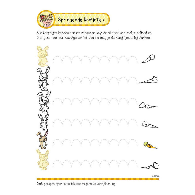 Load image into Gallery viewer, Deltas oefenboek met stickers - eerste schrijfspelletjes (5-6 jaar)