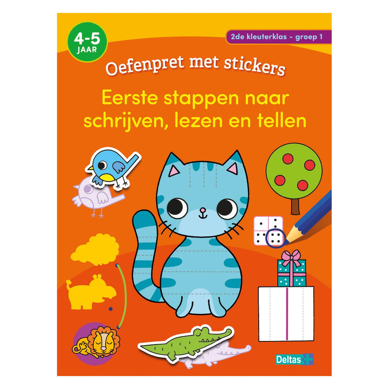 Load image into Gallery viewer, Deltas oefenpret met stickers groep 1- schrijven, lezen, tellen (4-5 jaar)
