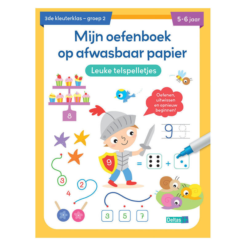 Load image into Gallery viewer, Deltas oefenboek afwasbaar papier leuke telspelletjes (5-6 j.)