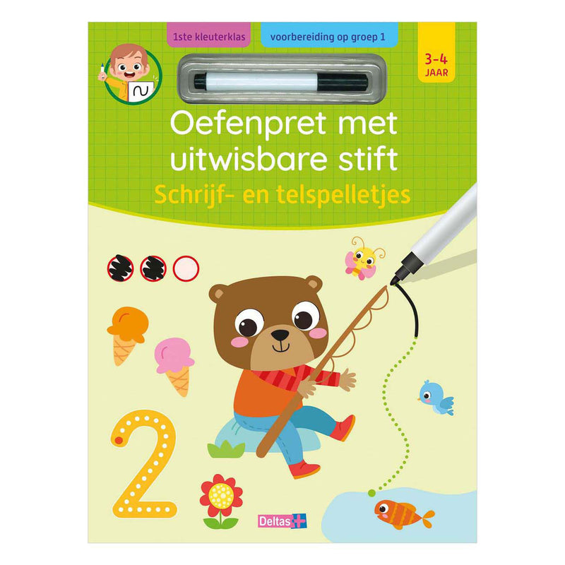 Load image into Gallery viewer, Deltas oefenpret uitwisbare stift - schrijf- en telspelletjes - 3-4 jaar