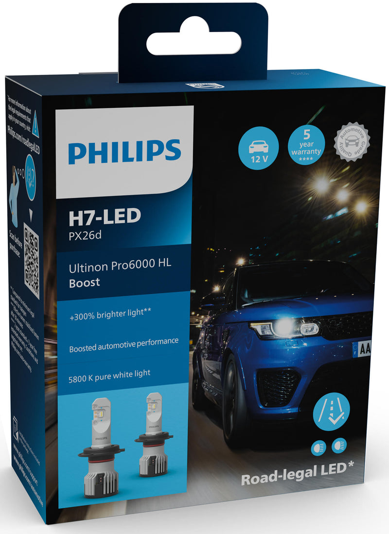Load image into Gallery viewer, Philips hoofdlamp ultinon pro6000 boost lamp set 12v h7 led ultinon pro6000