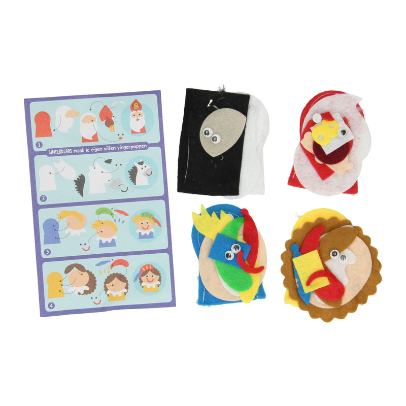 Load image into Gallery viewer, Maak je eigen vilten vingerpoppen sinterklaas, 4st.
