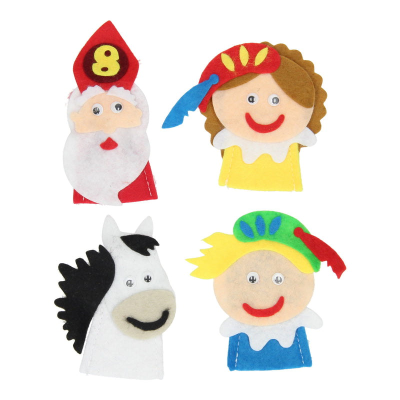 Load image into Gallery viewer, Maak je eigen vilten vingerpoppen sinterklaas, 4st.