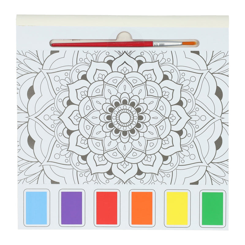 Load image into Gallery viewer, Wins holland waterverfkleurblok volwassenen - mandala's - incl penseel en 6 kleuren waterverf